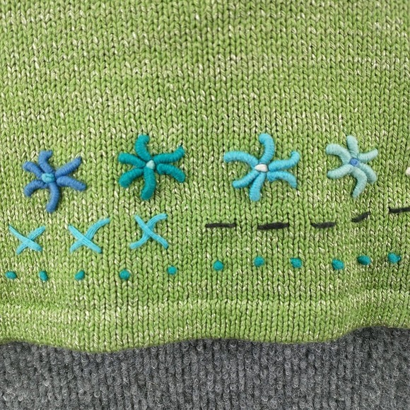 Icelandic Design Women's Silk Blend Cardigan Green Large Long Sleeve Crochet - Picture 10 of 15